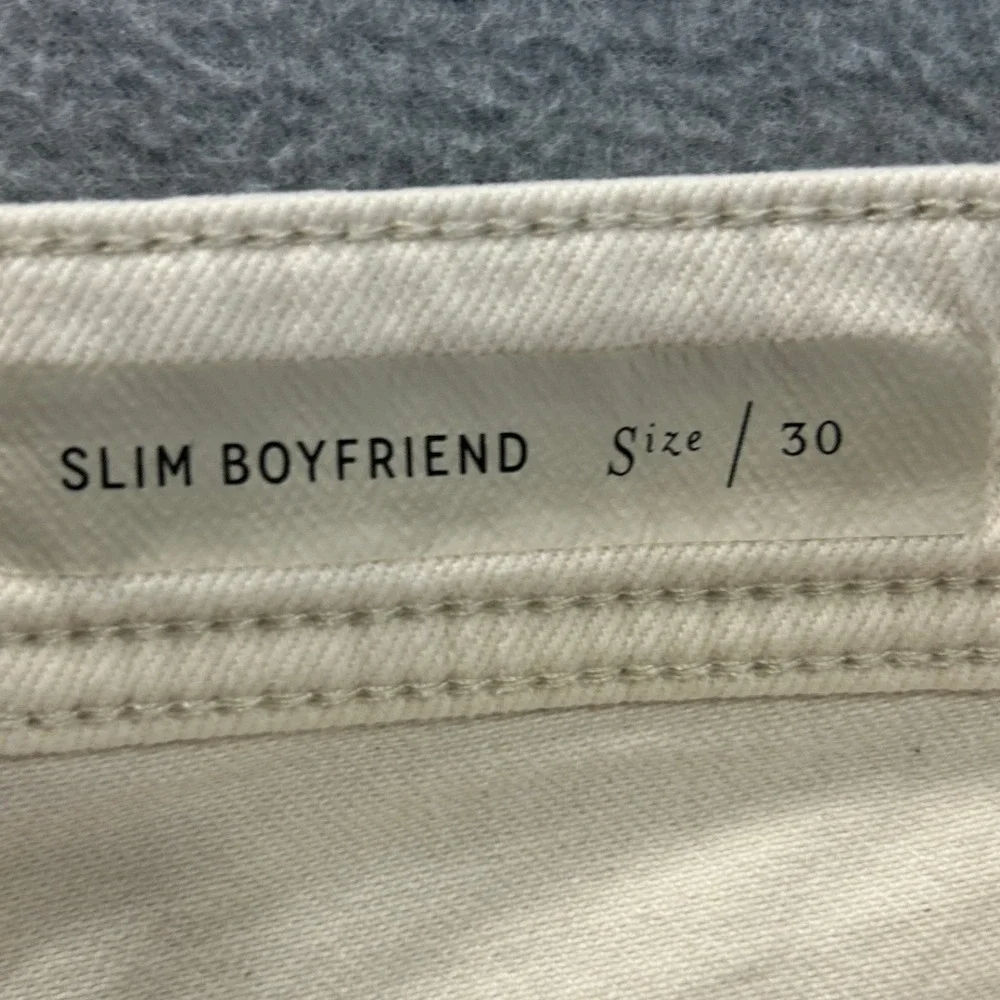Pilcro Anthropologie Slim Boyfriend Shorts Womens 30 Ivory Blue Stripe Denim